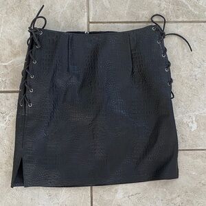 Suncastle Imperial Beach California Black Faux Leather Skirt